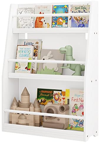 Lestarain Children’s Bookcase, Kids Bookshelf 3-Tier Toy Storage Unit Book Shelf Organiser, Display Shelving Unit, Kids Freestanding Bookshelf, White