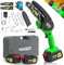MASKO® Mini Kettensäge 800W, 6 Zoll, 8000mAh Akku | Elektrische Motorsäge mit Automatischem Ölsystem | Handkettensäge für Astschnitte & Holzarbeiten | Inkl. Koffer, 2x 4000mAh Akkus & 2x Ersatzketten