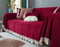 Epinki Sofabezug, 180x200CM Sofa Überzug 2 Sitzer Einfarbig mit Spitze Muster, Superweiche Sofahusse aus Chenille für Wohnzimmer Protector & Hunde Haustiere, Rot