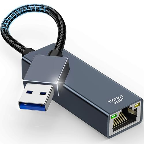TEFLOTY Adaptateur USB vers Ethernet - USB 3.0 RJ45 Gigabit 1000Mbps, Ethernet LAN Adaptateur Réseau Compatible avec Laptop, MacBook, Surface Pro, Ordinateur Portable Windows 7/8/10, XP,Vista