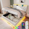 Autheria Bett 160x200 mit USB Typ-C mit 360-Surround-LED,Drucktaste/App/Fernbedienung, Polsterbett 160x200 mit Stauraum und Kopfteil, Jugendbett Stauraumbett mit PU-Leder Bettgestell Weiß
