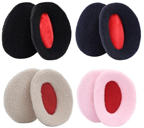 YSTJKD 4 Paar Earbags Ohrenwärmer Damen/Herren ohrwärmer ohne Band Ohrenschützer Dicke Earbags Winter Trägerlose Ohrenwärmer Winter für Hält Warm Den Winter (M,Schwarz/Marineblau/Rosa/Beige)