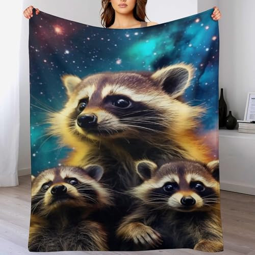 AAPZY Waschbär Kuscheldecken,Decke, 3D-Digitaldruck Kuscheldecke, Flannel Decke, Weich Wohndecke, Sofadecke Decke Für Kinder Jungen Erwachsene (150×200cm)