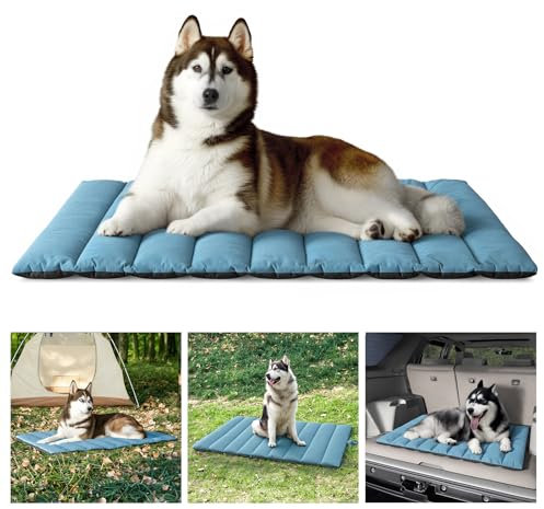 WESTERN HOME WH Hundedecke für Unterwegs Hundedecke Wasserdicht Tragbar Hundematte Outdoor Komfort und Weiches Reisedecke Hund Wasserdicht Camping Hundebett, 110x68 cm (Blau)