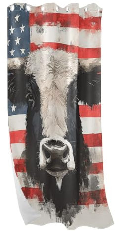 EtherSpher Buffalo Plaid USA Stars patriotischer 4. Juli Verdunkelungsvorhang Fensterabdeckung für Schlafzimmer und Wohnzimmer, 213,4 cm, Boden-zu-Decke, Vorhänge, Türvorhänge für Schlafzimmer,