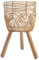 Licsaliwe Rattan Plant Stand, Bamboo Woven Wicker Plants Stand on Wooden Standing Legs, Rustic Indoor Rattan Basket Flower Pot for Home Balcony Decor