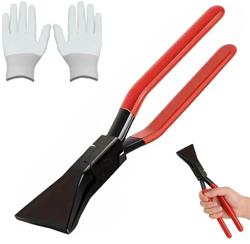 Pince Pliante 180°, 1 Pièce Pince Plate Plieuse Tole, 6cm de Largeur, Pinces À Plier les Tôles Rouge, avec Poignée et Gants, pour Roofers, Décorateurs, Ateliers et Amateurs de Bricolage