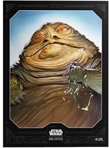 Gamegenic, Star Wars: Unlimited Premium Art Sleeves – Jabba the Hutt | 60 Art Hüllen + 2 klare Hüllen pro Packung, Hüllengröße: 66 x 92 mm, Kartengröße bis zu 64 x 90 mm, Sleeve Code: Gray