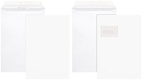 Elepa - rössler kuvert 30022375 Umweltschutz-, Umweltschutzfenstertaschen, Bio Top 3-Taschen Versandtasche C4 mit Fenster HK 100g weiß