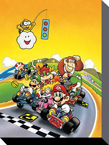 1art1 Super Mario Poster Kart, Retro Bilder Leinwand-Bild Auf Keilrahmen | XXL-Wandbild Poster Kunstdruck Als Leinwandbild 40x30 cm