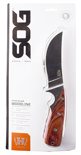 SOG Woodline LG Camping Holz Outdoor Gürtelmesser - mit Lederholster - so eins muss Man(n) haben!