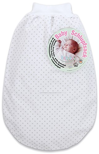 babybay Schlupfsack Organic Cotton mit Gurtschlitz, weiß Punkte perlgrau
