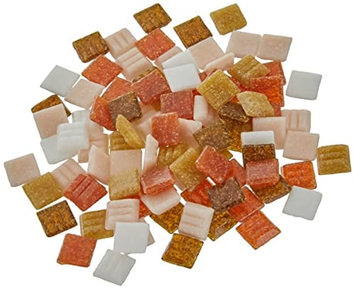 Rayher 1453031, Set tessere per mosaico, tasselli in vetro, piastrelle ideali per decorazioni e fai da te, 1x1 cm, ca. 1300 pz, sfumature di marrone