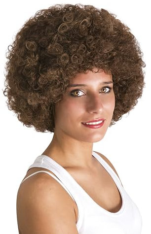 P'TIT CLOWN - 64470 - Afro Perücke - Funky Wig - Disco Look, 70er Jahre, Retro - Verkleidungszubehör - Karneval, Mottoparty, Halloween, Manga, Cosplay, Silvester - Synthetisches Haar - Braun