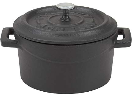 Pentole Agnelli COGHSRP10414M Slowcook Casseruola con Maniglie e Coperchio, Ghisa, Nero Opaco, 0.8 L - 14cm