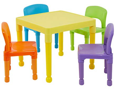 Liberty House Toys Children's Multi-Coloured Table & 4 Chairs Set, H x 51cm W x 43.5 cm D