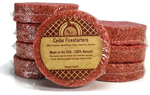 Midwest Herzen Zeder Fire Vorspeisen – alle Zweck Super Zeder Fire Starter – 100% Natur – Hergestellt in den USA – BBQ, Kamine, Öfen, Outdoor, Camp Fire, Survival, holz, rot, 8 Pack (Up to 32 Fires)