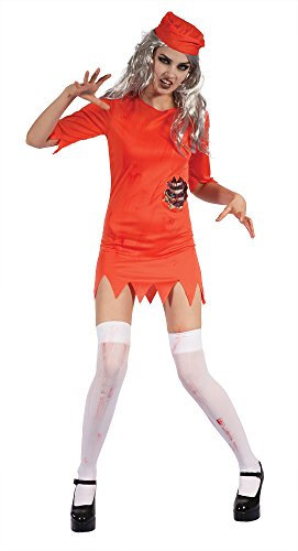 Bristol Novelty AF033 Zombie Prisoner Lady Dress Hat, Orange, UK 10-14