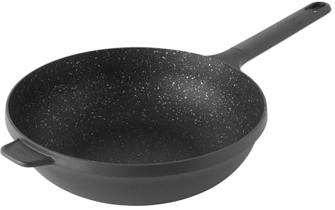 BergHOFF Gem Padella antiaderente in ceramica rivestita a induzione, 28 cm, in alluminio pressofuso, nero, 53 x 29 x 10 cm