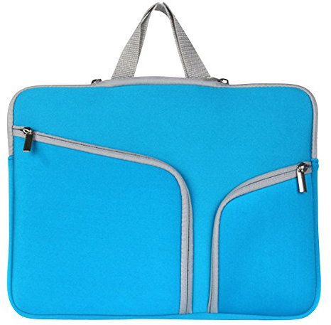 13.3 14 Inch Laptop Sleeve 360° Protective Case Cover with Two Lateral Pockets Zipper Handle for MacBook Air/Ultrabook Netbook Tablet Blue