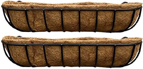 Selections Pack of 2 Heavy Duty Metal Wall Trough Planters (90 centimeters), Outdoor, Black