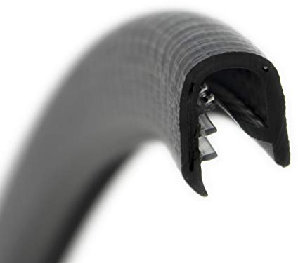 SMI-Kantenschutzprofil KS-S4-6S für 4-6mm PVC mit Stahleinlage Schwarz selbstklemmend ohne Kleber - Kantenschutz, Kederprofil, Kantenprofil, Kantenschutzleiste für Autotüren, Bleche (50 m)