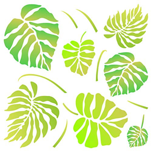 Monstera Leaves Schablone – 25,5 cm x 25,5 cm (M) – Wiederverwendbare große tropische Philodendron-Wandschablone
