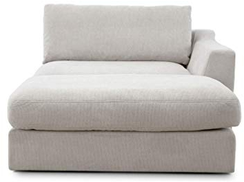 CAVADORE Sofa-Modul Fiona Longchair mit Armteil rechts / XXL-Recamiere passend zur Couchgarnitur Fiona / 139 x 90 x 199 /Webstoff beige