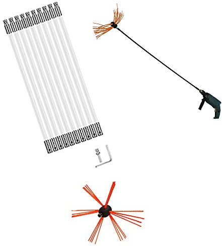 Cepillo de Chimenea, Juego de Cepillos para Chimenea con Barras de Nailon Flexibles Reforzadas, Kits de Herramientas de Barrido de Impulsión de Taladro de Chimenea Flexibles de Nylon,Multi-tamaño,6m