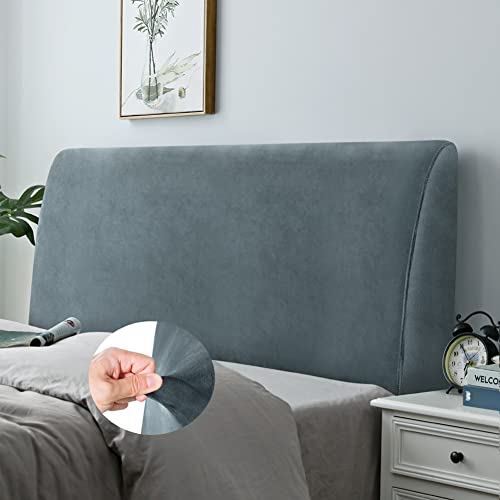 Caijin Bettkopfteil Hussen Bett Kopfteil Bezug, Weicher Strecken Samtstoff Staubdicht, Staubdichte Schutzhülle für gepolsterte Schlafzimmer Kopfteil, Samt Stoff (120-140 cm(Full), Grau)