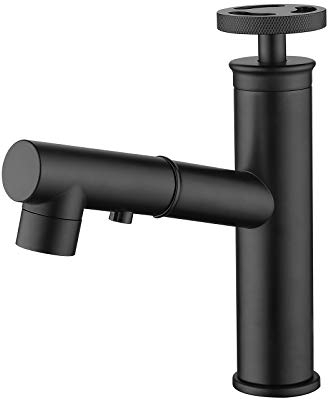 GLYYR Mitigeur Lavabo avec Douchette Extractible et 2 Modes de Débit d'eau, Robinet Salle de Bain Style Industriel Robinet Lavabo en Laiton Robinetterie Vasque Monocommande MuralRobinet Vasque