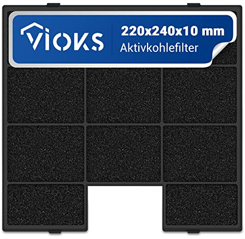 VIOKS 1x Aktivkohlefilter Dunstabzugshaube 230x250x10mm Ersatz für Amica FWK-250 Dunstabzug Filter - Kohlefilter Dunstabzugshaube Abzugshaube Filter Aktivkohle für KF 17142 Amica Dunstabzugshaube