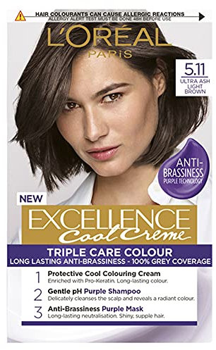 L'Oreal Paris L'Oréal Paris Excellence Cool Crème Tinte Permanente para el Cabello, Coloración Radiante en Casa con hasta un 100% de Cobertura de Canas, Pro-queratina, hasta 8 Semanas de Color, Tinte: