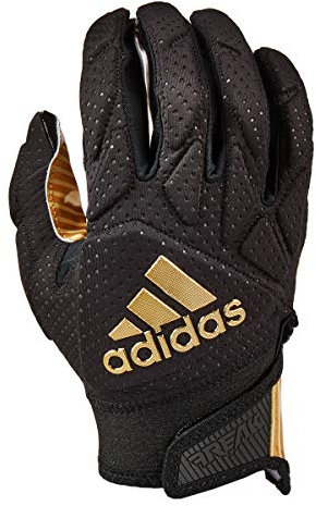 adidas Freak 5.0 Padded Football Receiver Glove, Black/Metallic Gold, Large