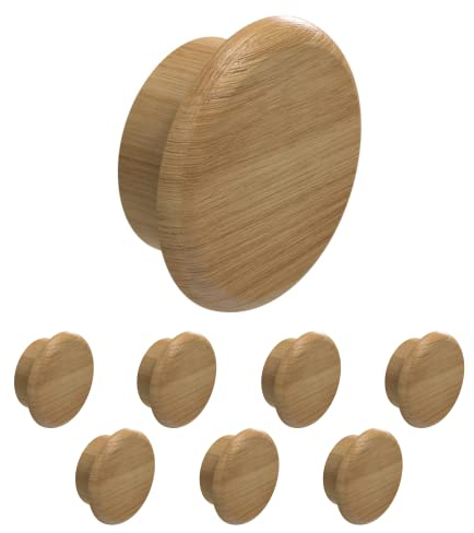 Heimatspäne Abdeckkappen für Bohrlöcher Eiche in verschiedenen Größen [8 Stück] – Schraubenabdeckung Holz natürlich geölt zum Eindrücken – Bohrloch Abdeckkappen als Blindstopfen [Ø15mm]