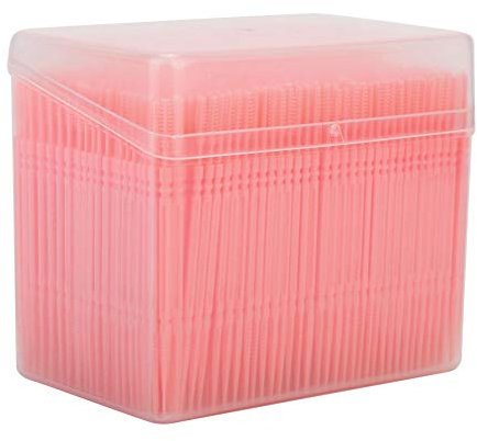 BORDSTRACT Palillos de Dientes de Plástico de 1100 Piezas, Cepillos Interdentales Transparent, Palillo de Dientes Resistente Y Seguro, Herramienta de Limpieza de Dientes(Rosado)