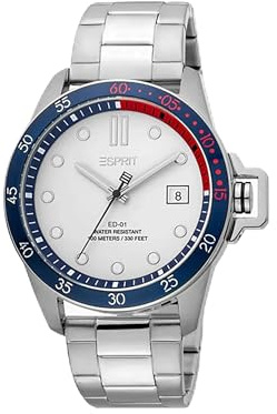 ESPRIT Herrenuhr mit silbernem Edelstahlband, Silber, Armband, Silber, Armband