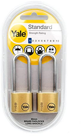 YALE Y110/30/150/2 Lot de 2 cadenas en laiton 30 mm Résistant Arc long