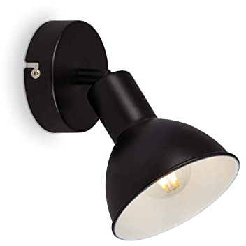 BRILONER Leuchten – Retro Wandleuchte innen, 1-flammige Retro Wandlampe innen, Wandspot E14, Verstellbar, Schwarz-Weiß, 110 x 90 mm, 2674-015, Schwarz/Weiß