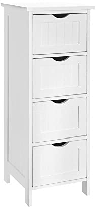 LOLAhome Cajonera Blanca de 4 cajones laminados de Madera de 30x30x81 cm