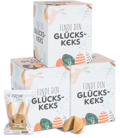 FOOD crew 30x Glückskekse Ostern - Ostersüßigkeiten - Glückskeks Einzeln Verpackt - Glückskekse mit Sprüchen Deutsch - Ostergeschenke - Vegane Süßigkeiten - Ostern Mitgebsel - Ostern Geschenke Kinder