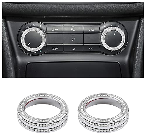 BLINGOOSE für Mercedes - Benz Zubehör Glitzer Klimaanlagen Knopfes Abdeckung AC Knopf Aufkleber kompatibel Mercedes CLA CLS GLE GLA GLK GLS SLC C E Klasse Metall 2 Stücke