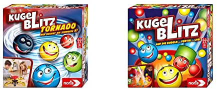 Noris 606064680 Kugelblitz Tornado - Kinderspiel ab 5 Jahre - für 2-4 Spieler & 606064480 Kugelblitz, das blitzschnelle Actionspiel mit Lerneffekt in verschiedenen Spielvarianten