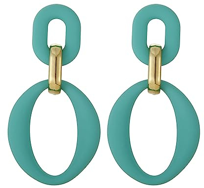 SIXDUTON Ohrringe Creole für Damen, Ovale Acryl Neon Statement Ohrringe für Frauen, Groß Hypoallergen Bunte Modeschmuck Geschenk für Kostümzubehör Karneval Mottoparty (Blauer See)