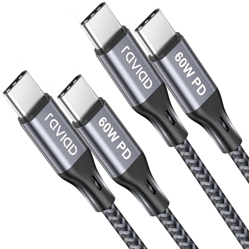 RAVIAD Cavo USB C USB C [2Pezzi 2M], 60W Cavo USB Type-C PD 3A Ricarica Rapida Nylon Intrecciato Cavo iPhone 15 per iPhone 16 15 Pro Max, Samsung Galaxy S23 S22 S21 S20 A12 A53 Note 20, Google Pixel