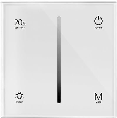 White 1 Zone Touch Glass Panel 0-10V Wall Dimmer Switch AC 100-240V RF 2.4GHz