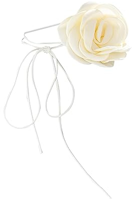 Baoblaze Blumen-Rosen-Choker, Elegante Halskette im Vintage-Stil, großer Blumen-Choker, stilvolle Klassische Halsketten, Blumen-Choker für Party, Hochzeit, Beige