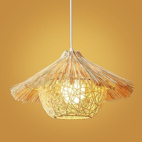 E27 Höhenverstellbare Hängeleuchten Vintage Pendellampe Handgemachte Natürliche Bambus Hängelampe Nostalgische Restaurant Schlafzimmer Wohnzimmer Kronleuchter Esszimmer Cafe Bar Pendelleuchten