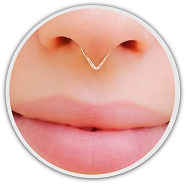 Fake Septum Ring Dreieck geformt in Gold oder Silber (8 mm, Sterling Silver - Polished)