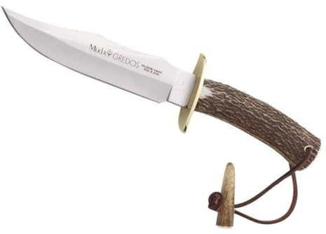 LO TRINCO YO Muela Cuchillo de caza GRED-17 con hoja de acero inoxidable MoVa de 17 cm y empuñadura de asta de ciervo para Caza, Pesca, Supervivencia y Bushcraft